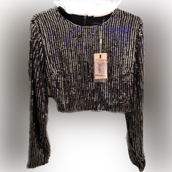 Endless Rose Cropped Open Back Sequins Top - Picture 3 of 8